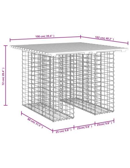 Hagebenk gabiondesign 100x102x72cm tre gran
