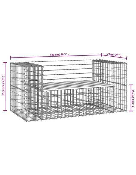 Hagebenk gabiondesign 143x71x65,5cm impregnert furu