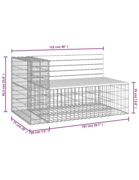 Hagebenk gabiondesign 122x71x65,5cm impregnert furu