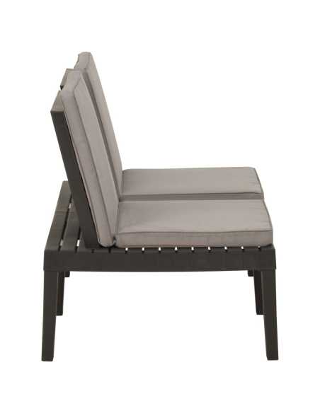 Hagestoler med pute plast grå