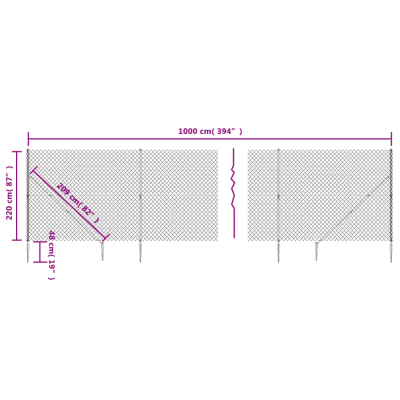 Nettinggjerde med stolpespyd 2,2x10m antrasitt