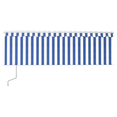 Markise automatisk uttrekkbar med rullegardin 4,5x3m blå hvit