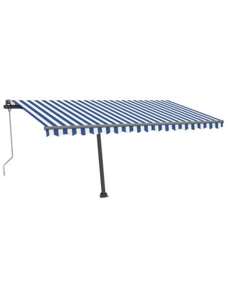 Markise frittstående automatisk 450x300cm blå/hvit