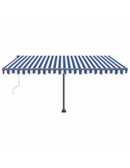 Markise frittstående automatisk 450x300cm blå/hvit