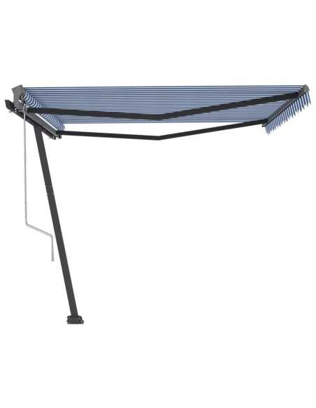 Markise frittstående automatisk 450x300cm blå/hvit
