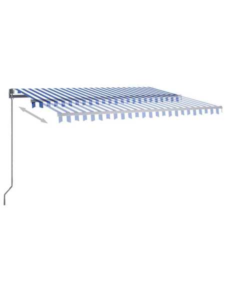 Markise frittstående automatisk 450x300cm blå/hvit