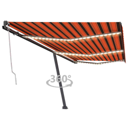 Markise automatisk med vindsensor og LED 600x300cm oransje/brun