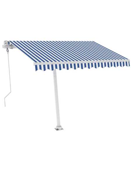 Markise frittstående automatisk 300x250cm blå og hvit