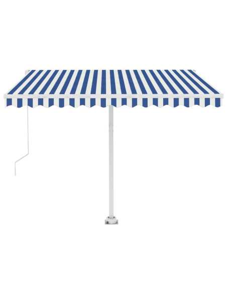 Markise frittstående automatisk 300x250cm blå og hvit