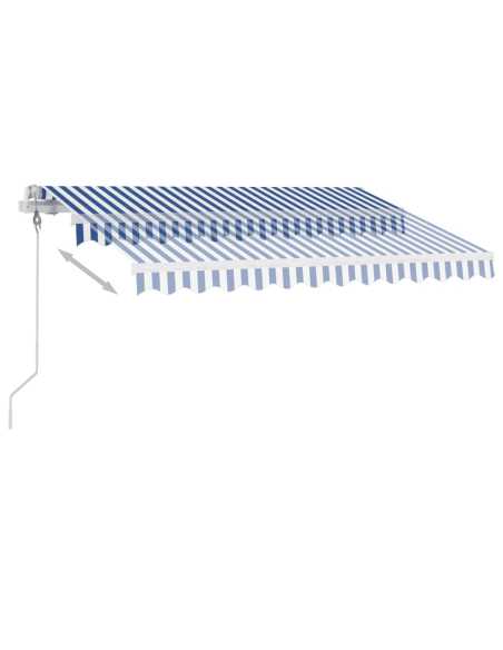 Markise frittstående automatisk 300x250cm blå og hvit