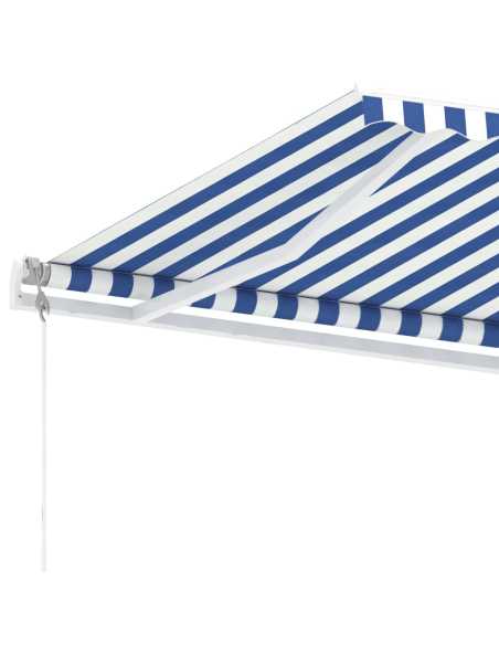 Markise frittstående automatisk 300x250cm blå og hvit