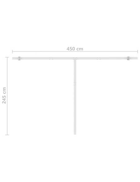 Markise manuell uttrekkbar med LED 400x350cm blå og hvit