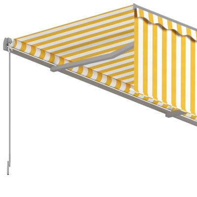 Markise automatisk uttrekkbar med rullegardin 6x3m gul og hvit