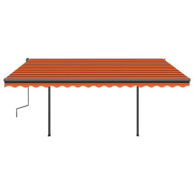 Markise automatisk uttrekkbar med stolper 4,5x3m oransje brun