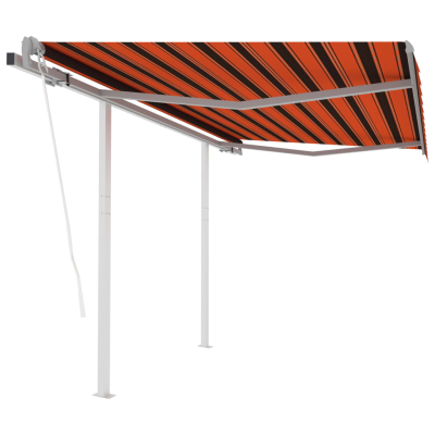 Markise automatisk uttrekkbar med stolper 3x2,5m oransje brun