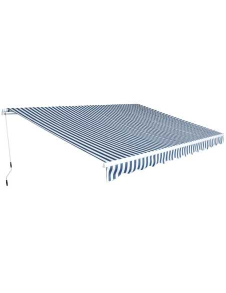 Foldbar markise manuell 450 cm blå/hvit
