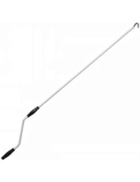 Foldbar markise manuell 600 cm blå/hvit