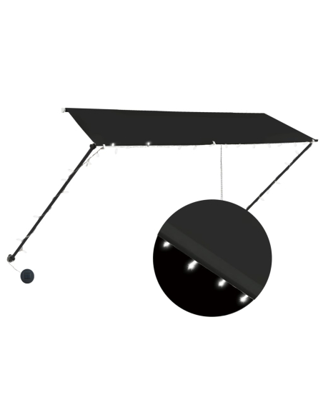 Uttrekkbar markise med LED 300x150 cm antrasitt