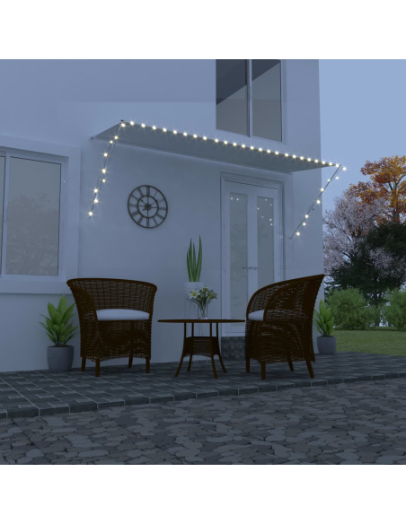 Uttrekkbar markise med LED 350x150 cm kremhvit