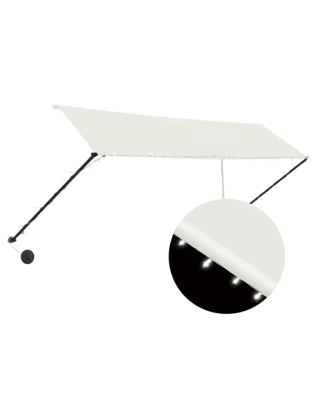 Uttrekkbar markise med LED 350x150 cm kremhvit