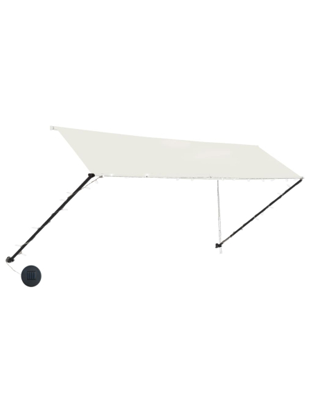 Uttrekkbar markise med LED 350x150 cm kremhvit