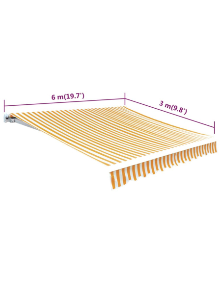Markiseduk solsikkegul og hvit 6 x 3 m (ramme ikke inkludert)