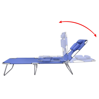 Solstol med hodepute stål blå