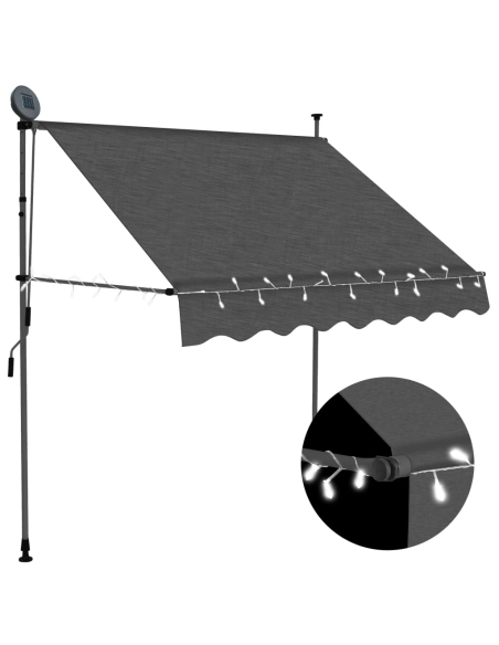 Markise med LED 100cm antrasitt
