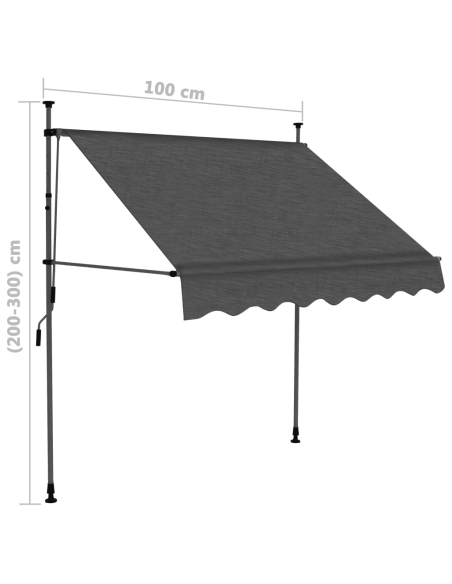 Markise med LED 100cm antrasitt