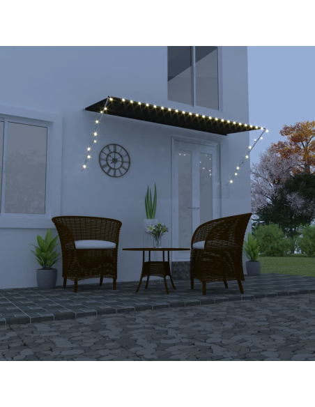 Markise med LED 350x150cm antrasitt