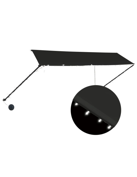 Markise med LED 350x150cm antrasitt