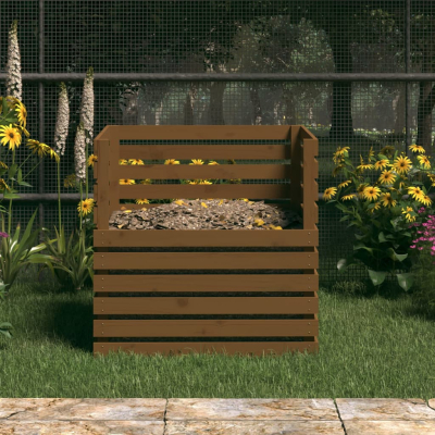 Kompostbeholder honningbrun 80x80x78cm furu