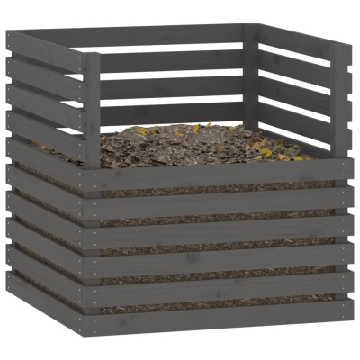 Kompostbeholder grå 80x80x78cm heltre furu