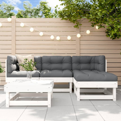 Sofagruppe hvit 5 deler heltre furu