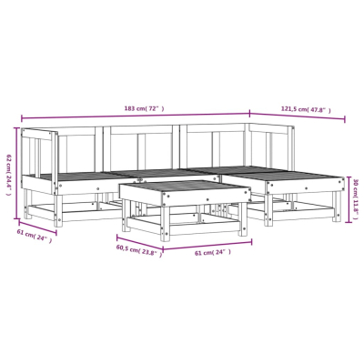 Sofagruppe hvit 5 deler heltre furu