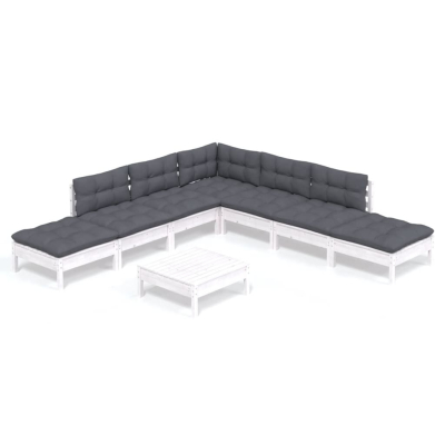 Sofagruppe med puter 8 deler furu hvit
