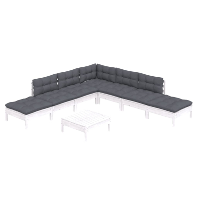 Sofagruppe med puter 8 deler furu hvit