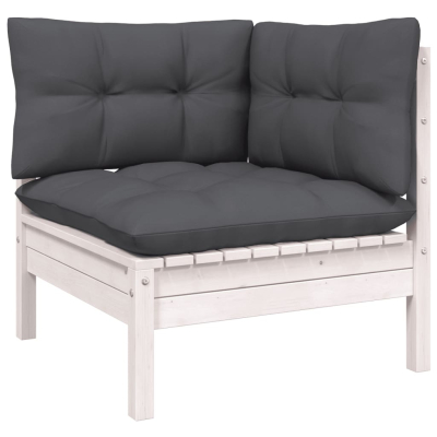 Sofagruppe med puter 8 deler furu hvit