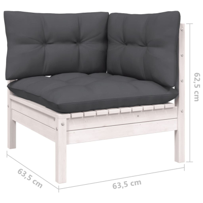 Sofagruppe med puter 8 deler furu hvit