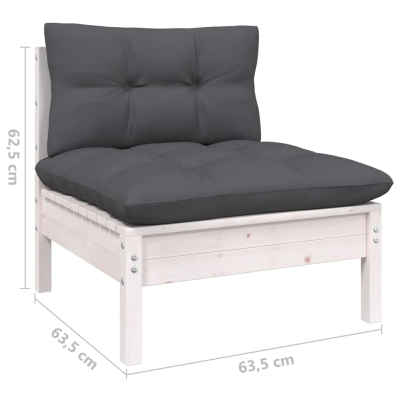 Sofagruppe med puter 8 deler furu hvit