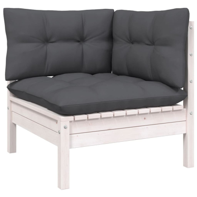 Sofagruppe med puter hvit 13 deler furu