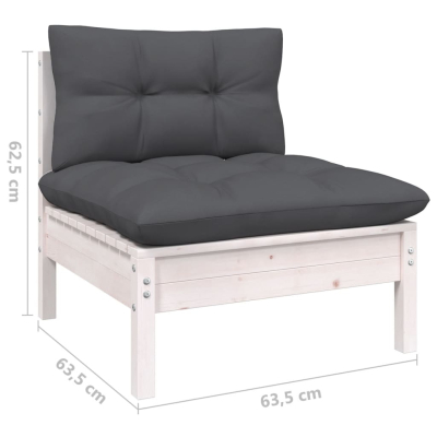 Sofagruppe med puter hvit 13 deler furu