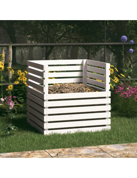 Kompostkasse hvit 80x80x78cm heltre furu