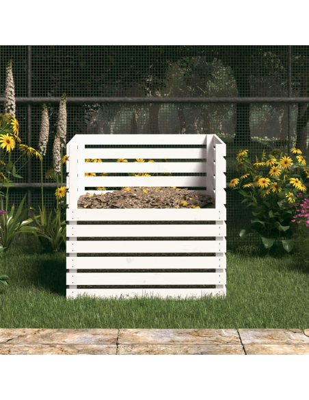 Kompostkasse hvit 80x80x78cm heltre furu