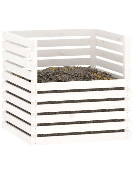 Kompostkasse hvit 80x80x78cm heltre furu