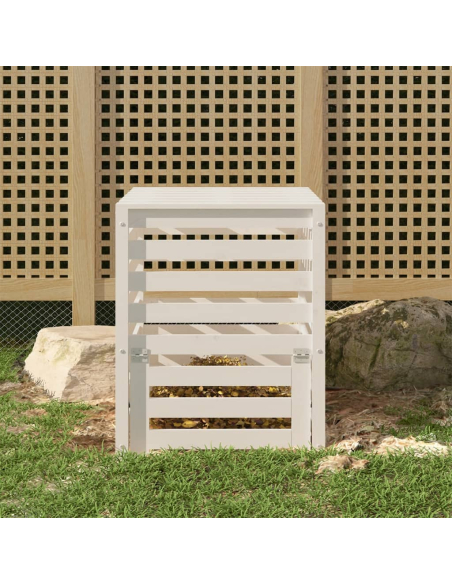 Kompostkasse hvit 63,5x63,5x77,5cm heltre furu