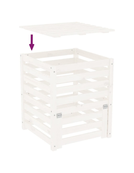 Kompostkasse hvit 63,5x63,5x77,5cm heltre furu