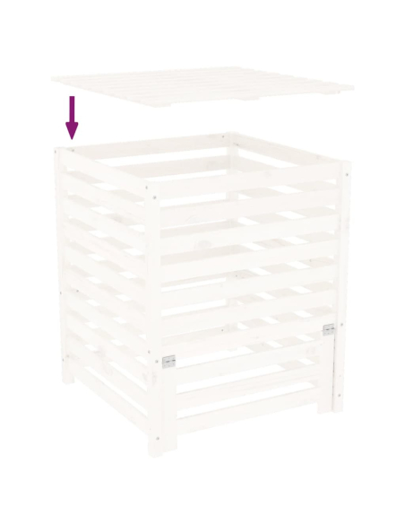 Kompostkasse hvit 82,5x82,5x99,5cm heltre furu