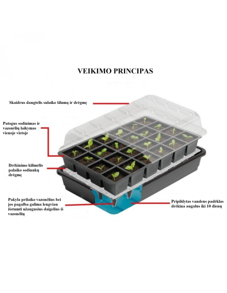 Såbrett med selvvanning 37,5 x 13,5 cm