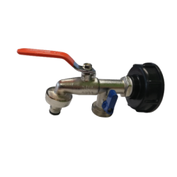 Adapter til IBC med ventil 3/4", 2x1 utv.gjenge og Hurtigkobling